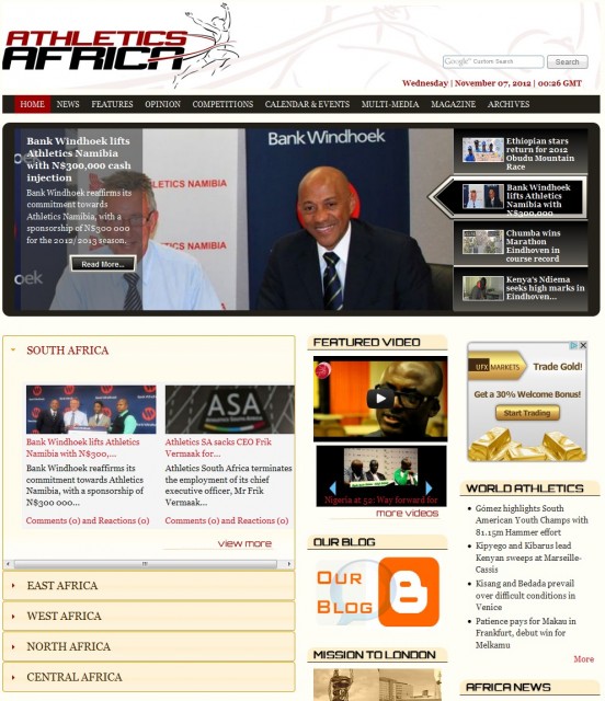 The AthleticsAfrica.Com Website redesign and move to Drupal cms in 2008.