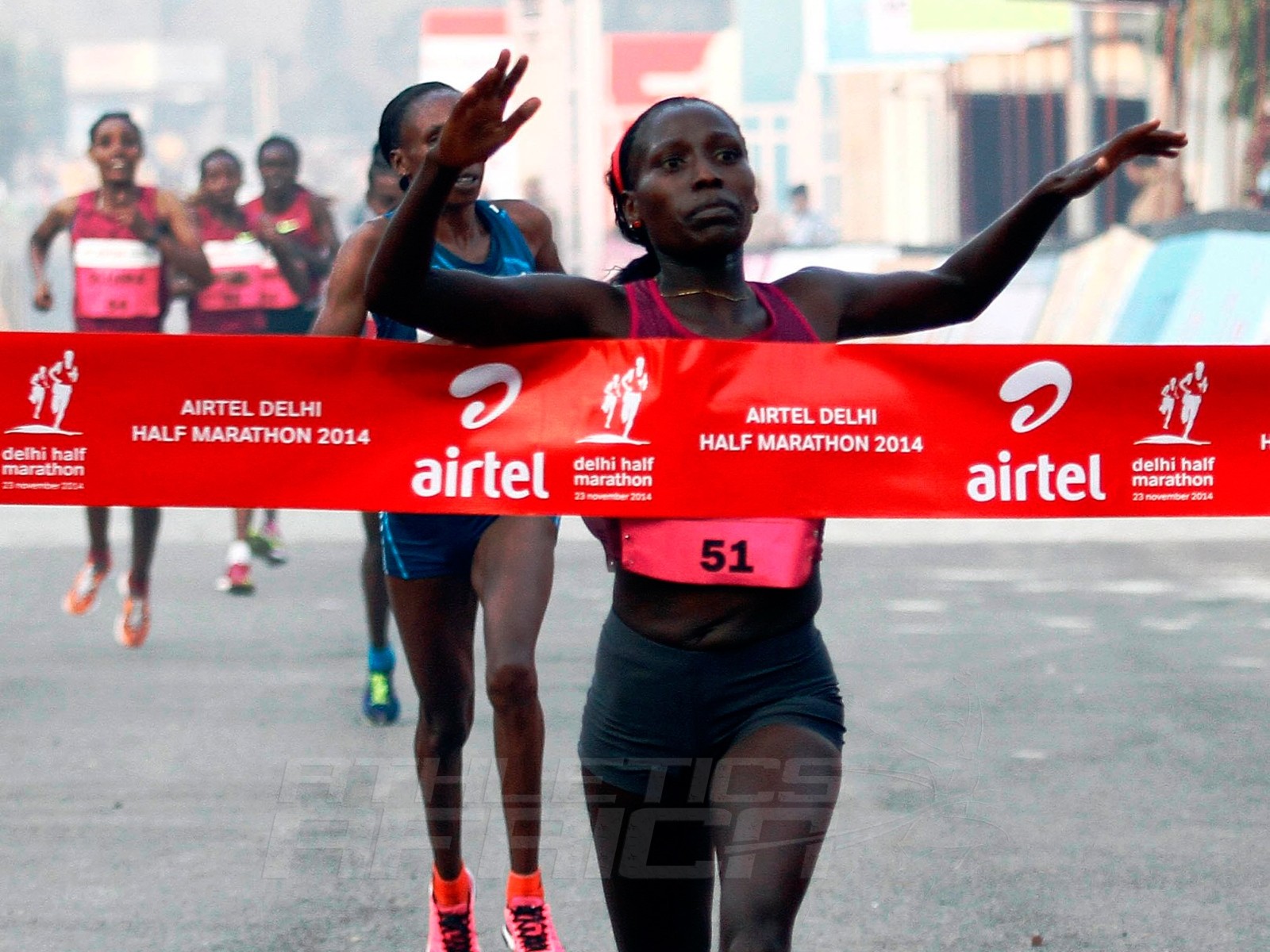 Florence Kiplagat winning the 2014 Airtel Delhi Half Marathon / Photo credit: Airtel Delhi Half Marathon