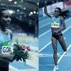 Genzebe Dibaba of Ethiopia celebrates after winning Women's 1500m final of the 2018 IAAF World Indoor Tour in Karlsruhe, Germany, on 3 February, 2018. (Xinhua/Luo Huanhuan)