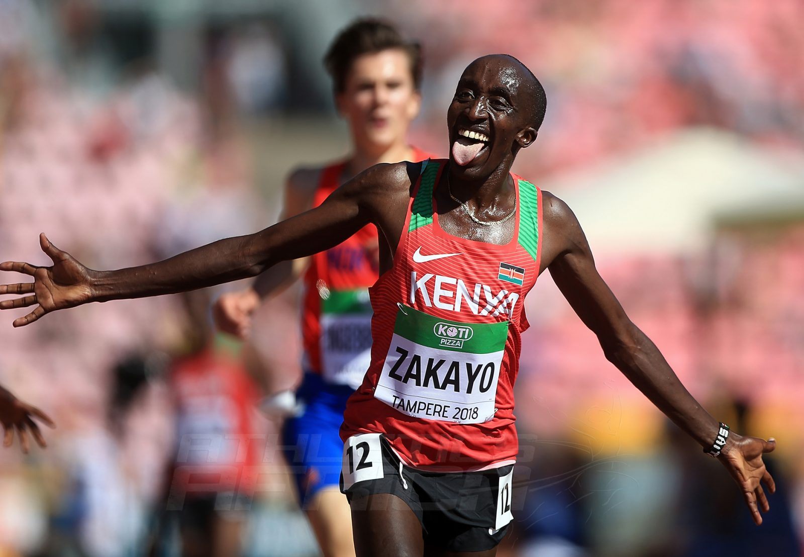 Edward Zakayo of Kenya celebrates winning the 5000m at the IAAF World U20 Championships Tampere 2018 / Photo Credit: Getty Images for IAAF