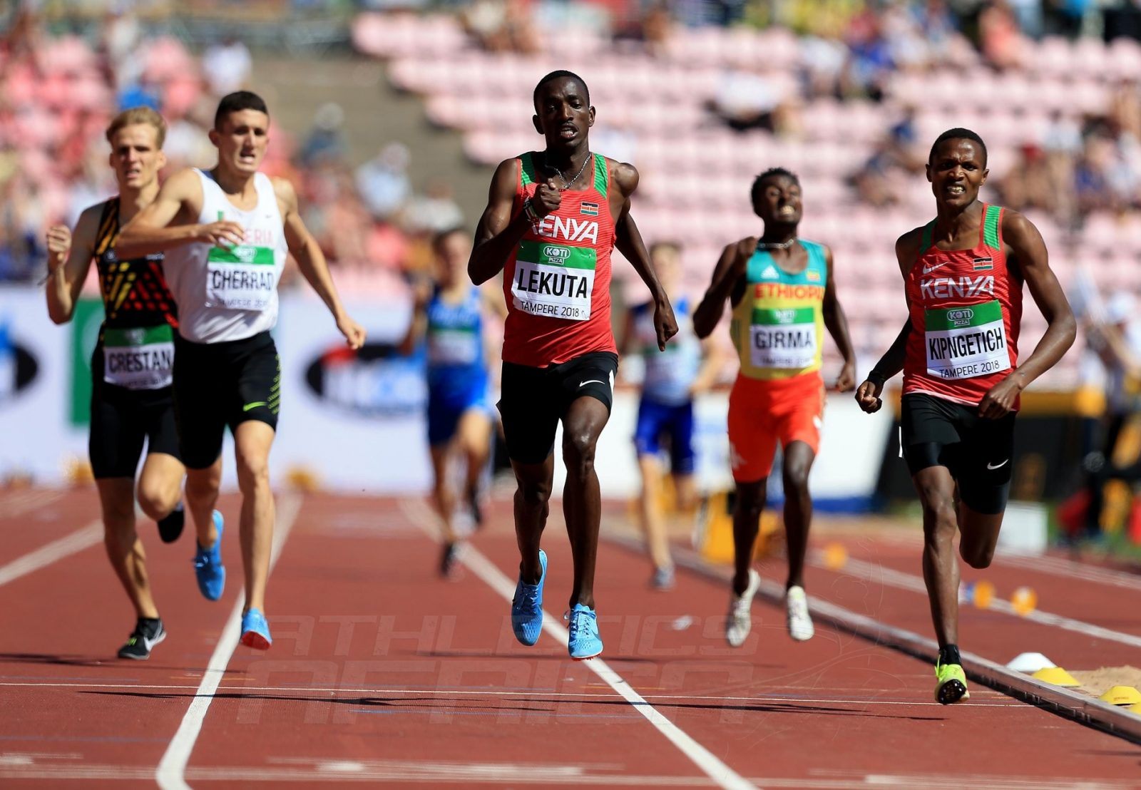 Solomon Lekuta sprints home to win the men's 800m gold for Kenya at the IAAF World U20 Championships Tampere 2018 / Photo Credit: Getty Images for IAAF