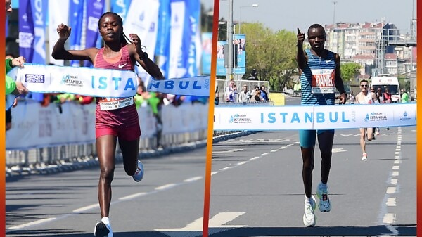 Purity Komen and Daniel Ebenyo Istanbul Marathon